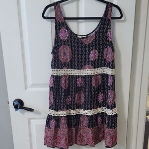 Entro Black and Pink Boho Mini Dress